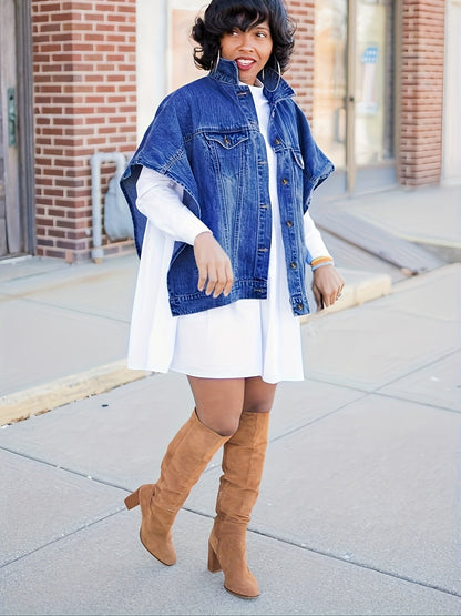 Women's Relaxed Denim Pullover Coat detail view