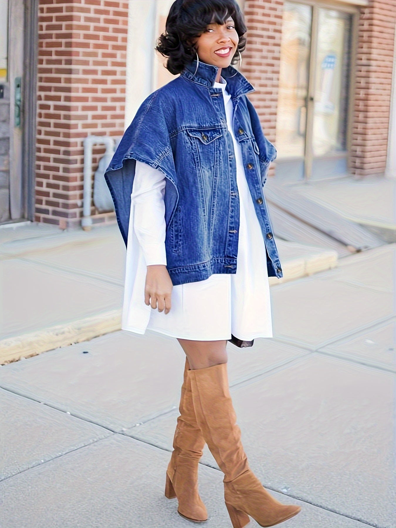 Women's Relaxed Denim Pullover Coat detail view