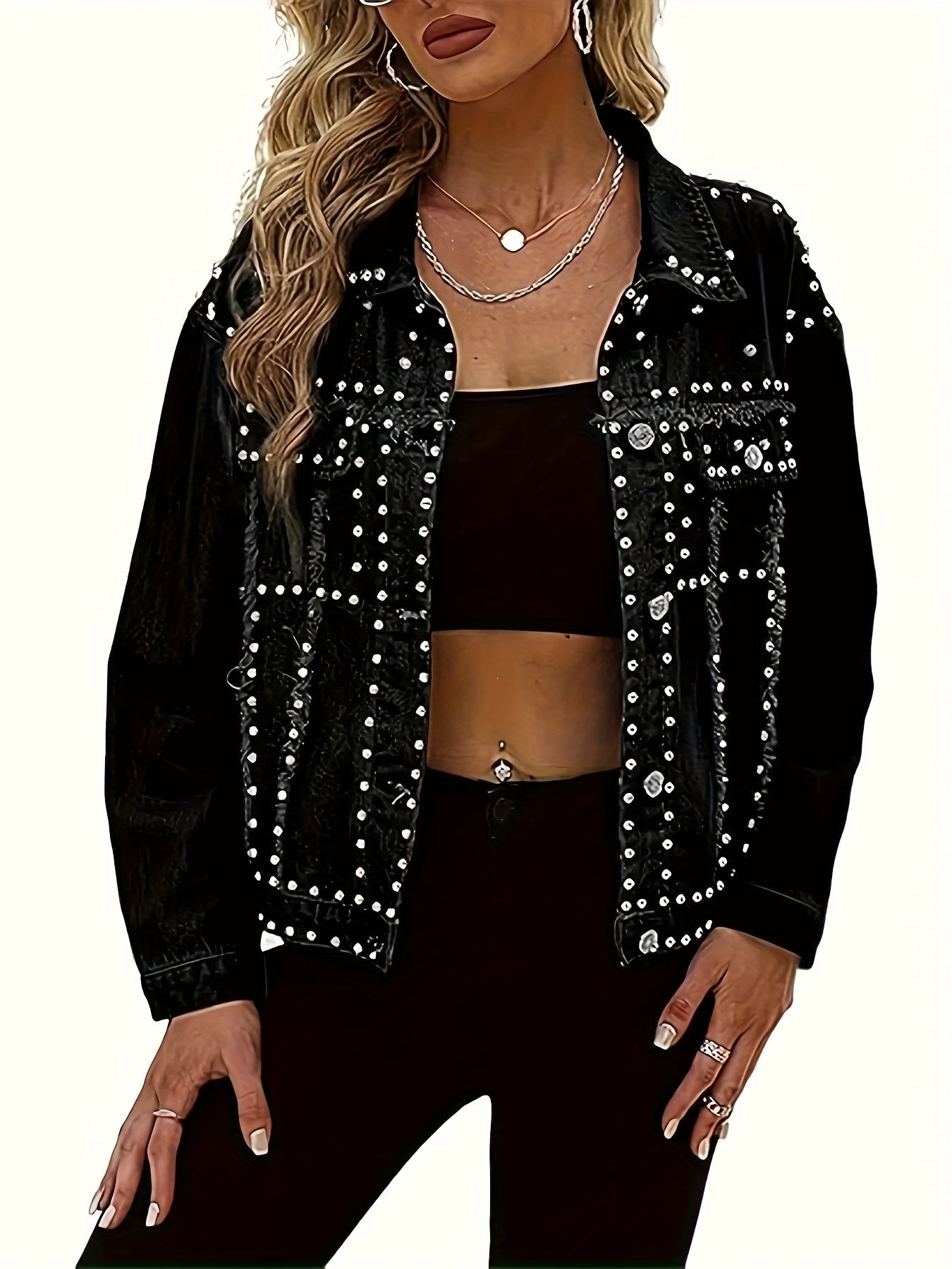 Women's Relaxed Denim Pullover Jacket – Black Denim Wash 24357 detail view