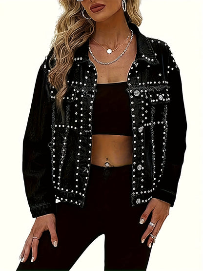 Women's Relaxed Denim Pullover Jacket – Black Denim Wash 24357 – Black option – view 2