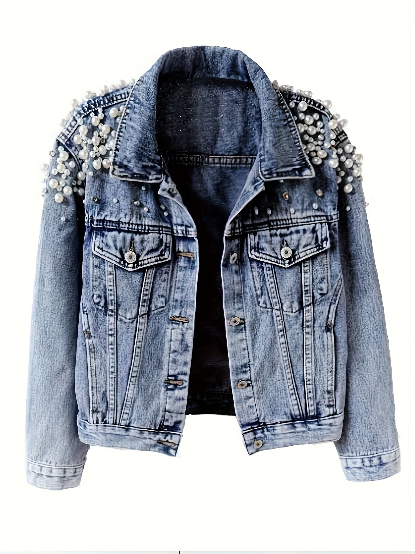 Women's Relaxed Denim Pullover Jacket – Bright Steel Blue – Blue option – main product image
