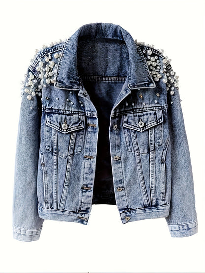 Women's Relaxed Denim Pullover Jacket – Bright Steel Blue – Blue option – main product image