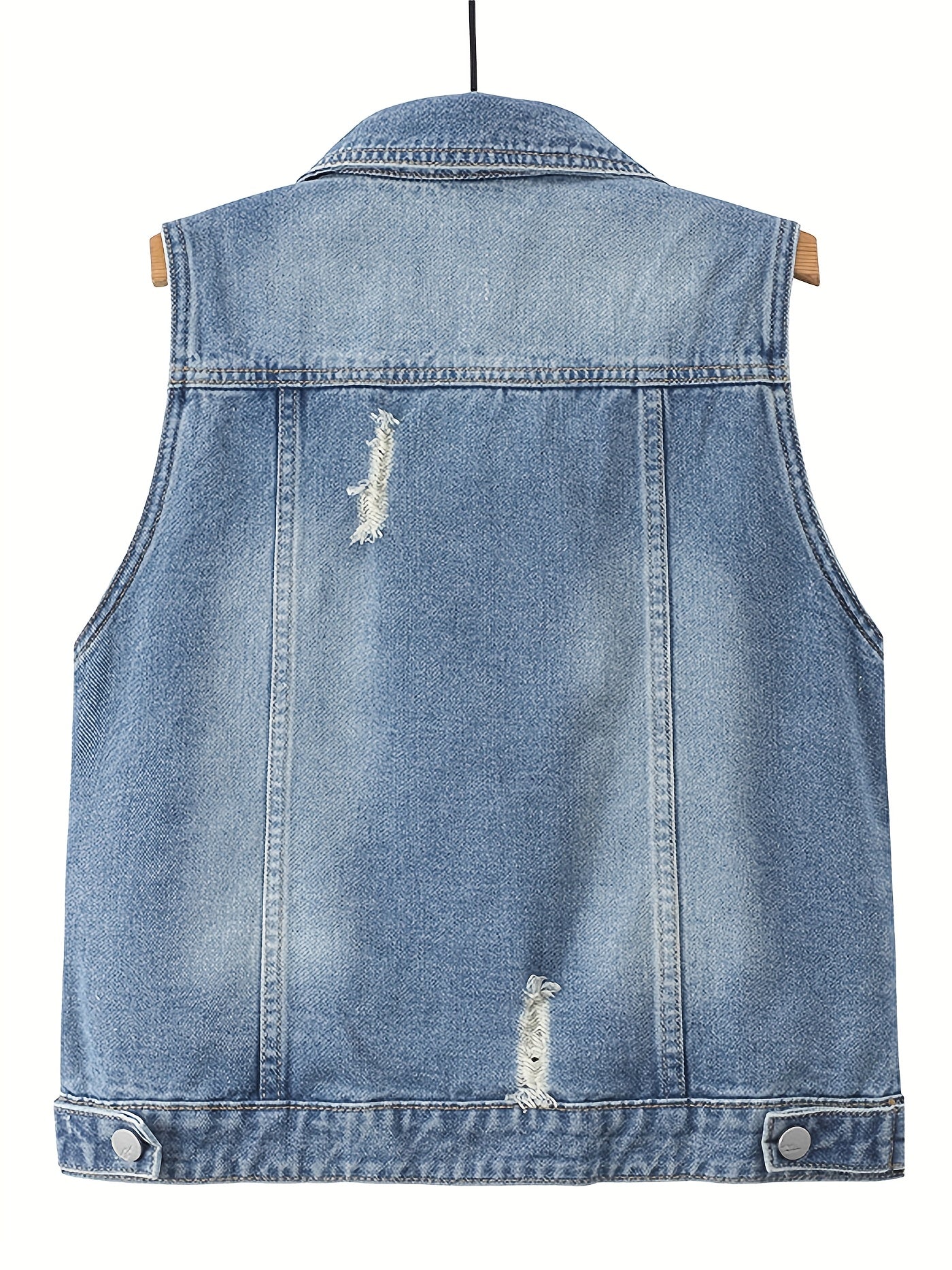 Women's Relaxed Denim Pullover Vest detail view
