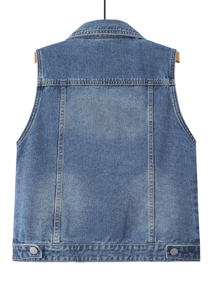 Women's Relaxed Denim Pullover Vest detail view