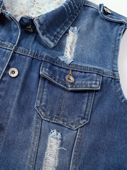 Women's Relaxed Denim Pullover Vest detail view
