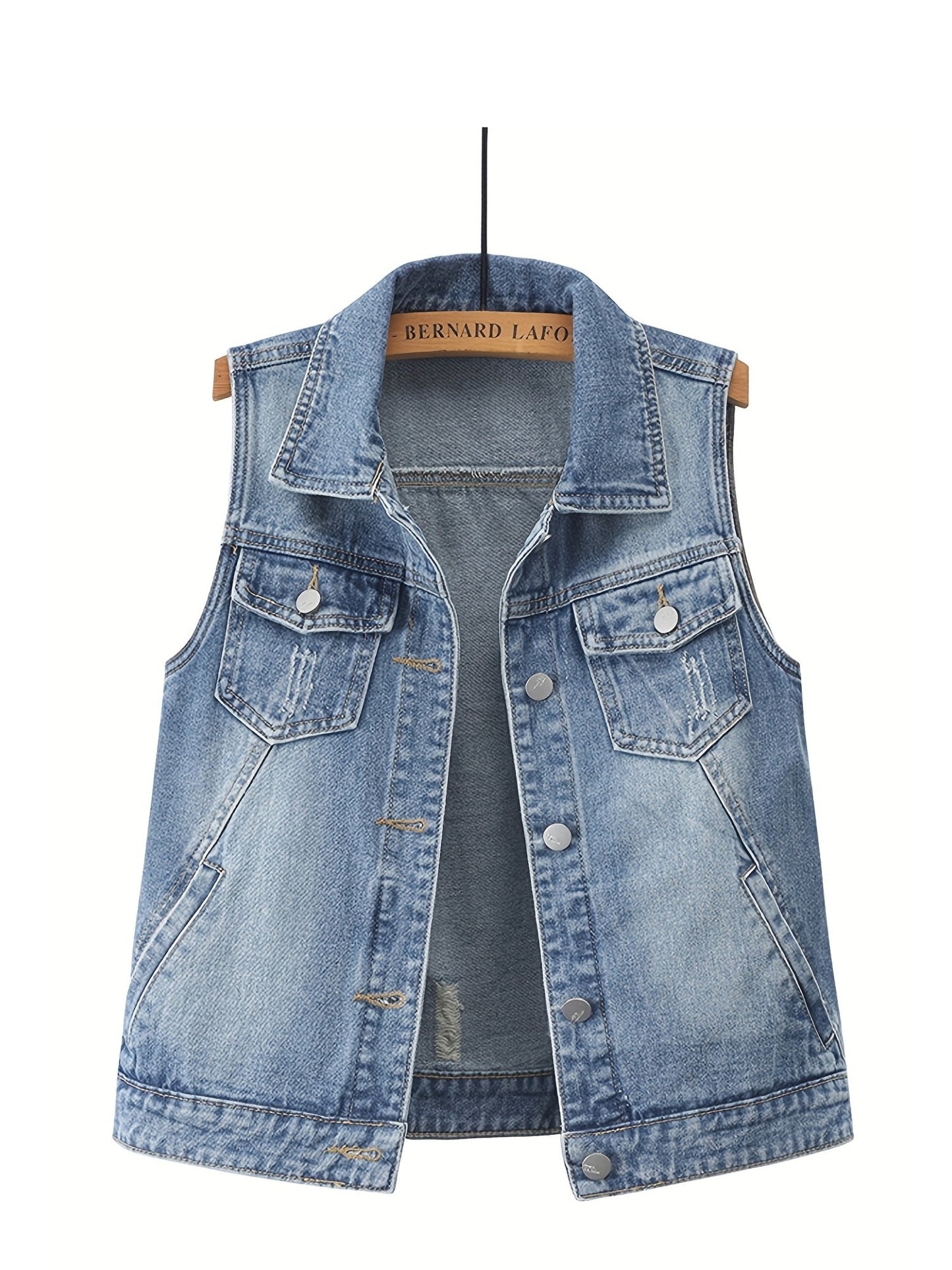 Women's Relaxed Denim Pullover Vest detail view