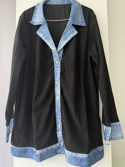 Women's Relaxed Denim Single-Breasted Jacket – White detail view