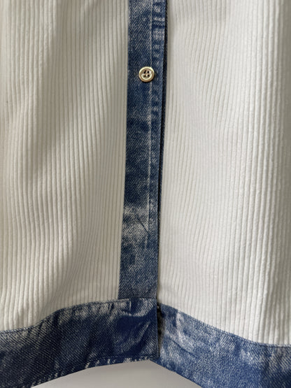 Women's Relaxed Denim Single-Breasted Jacket – White detail view