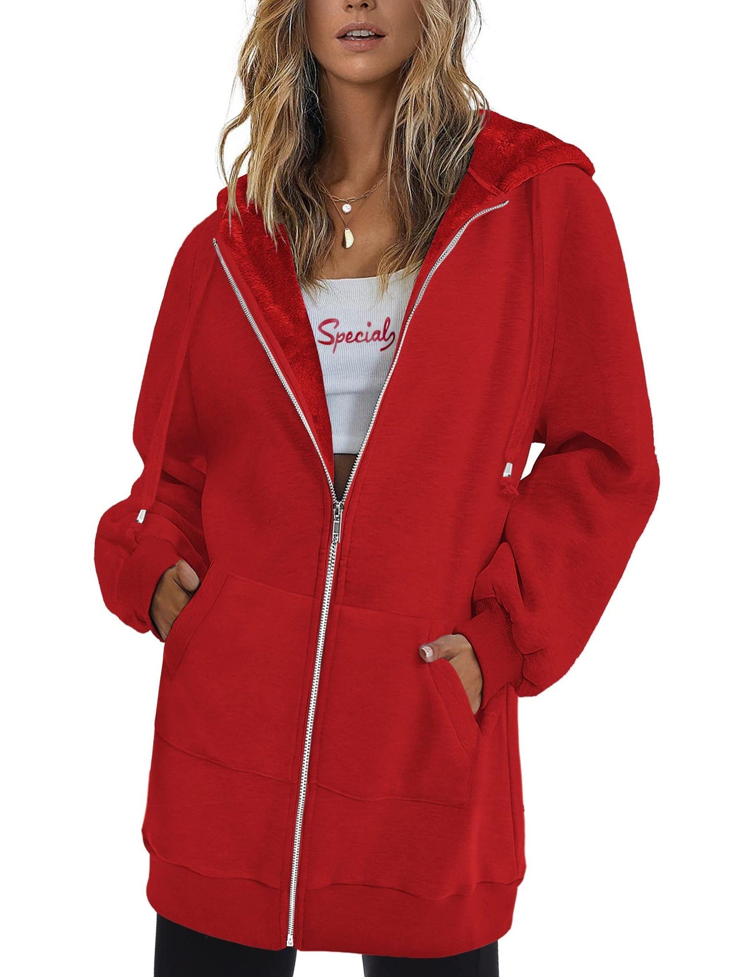 Women's Relaxed Denim Zip-Up Hoodie – main product image