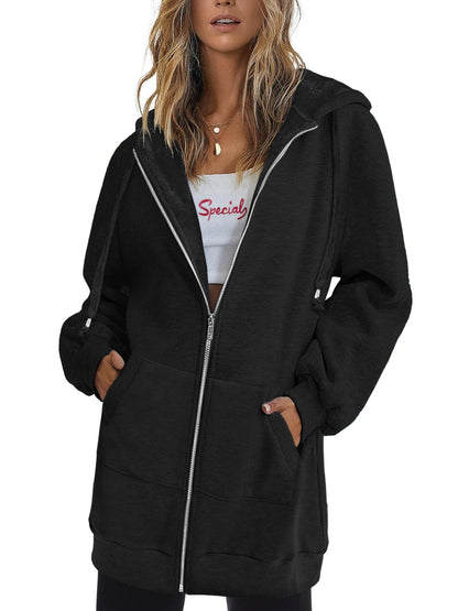 Women's Relaxed Denim Zip-Up Hoodie detail view