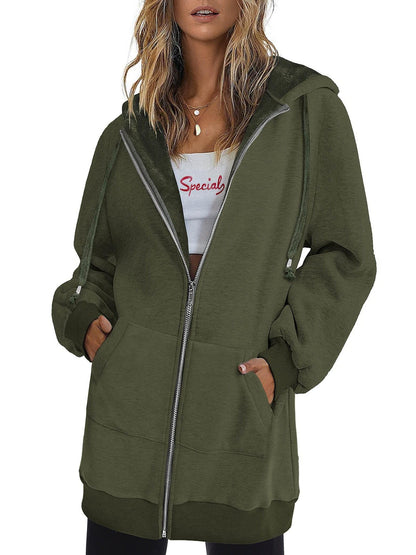 Women's Relaxed Denim Zip-Up Hoodie detail view