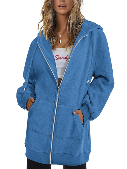 Women's Relaxed Denim Zip-Up Hoodie – Black option – view 4