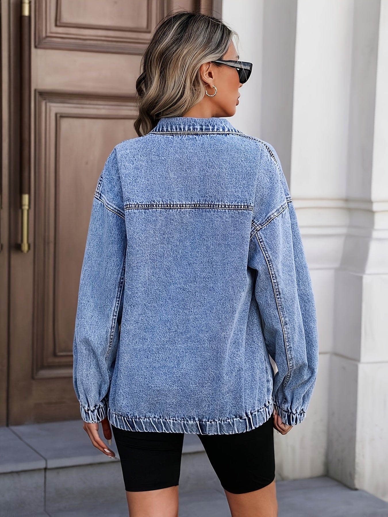 Women's Relaxed Denim Zip-Up Jacket detail view