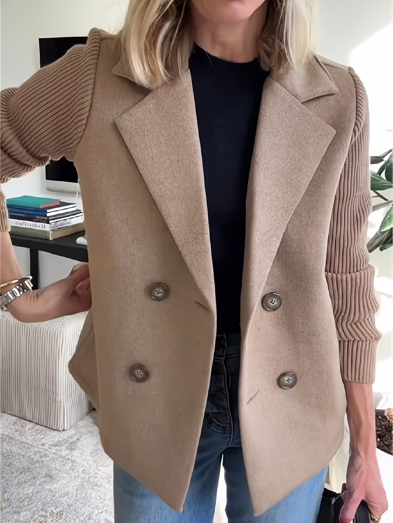 Women's Relaxed Double-Breasted Blazer – 6-Color Selection detail view
