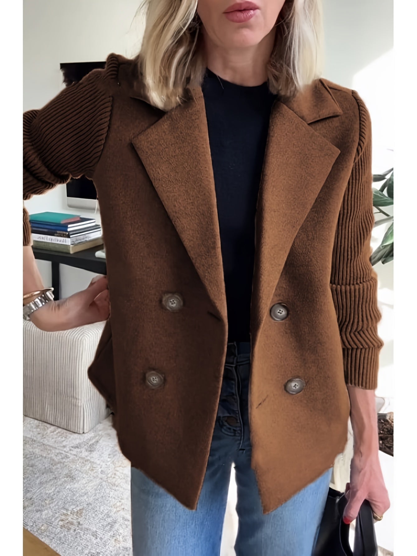 Women's Relaxed Double-Breasted Blazer – 6-Color Selection detail view