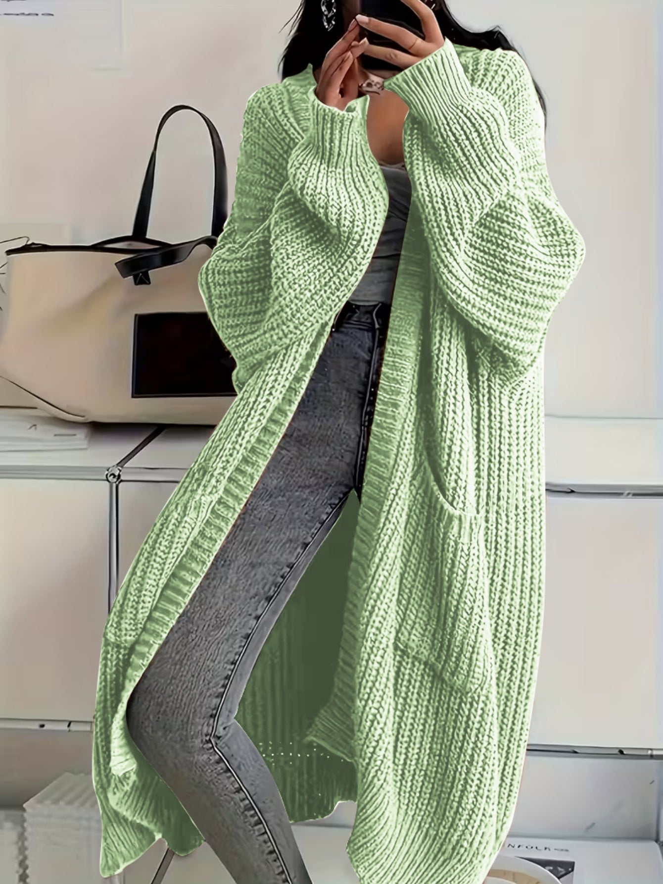 Women's Relaxed Graphic Open-Front Cardigan – view 20