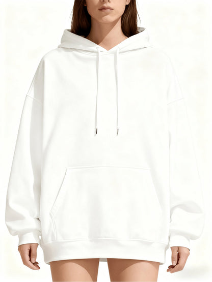 Women's Relaxed Graphic Pullover Hoodie – Black detail view