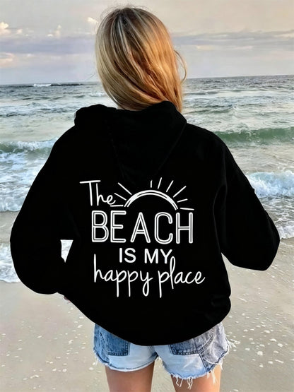Women's Relaxed Graphic Pullover Hoodie – Black – Black option – view 3