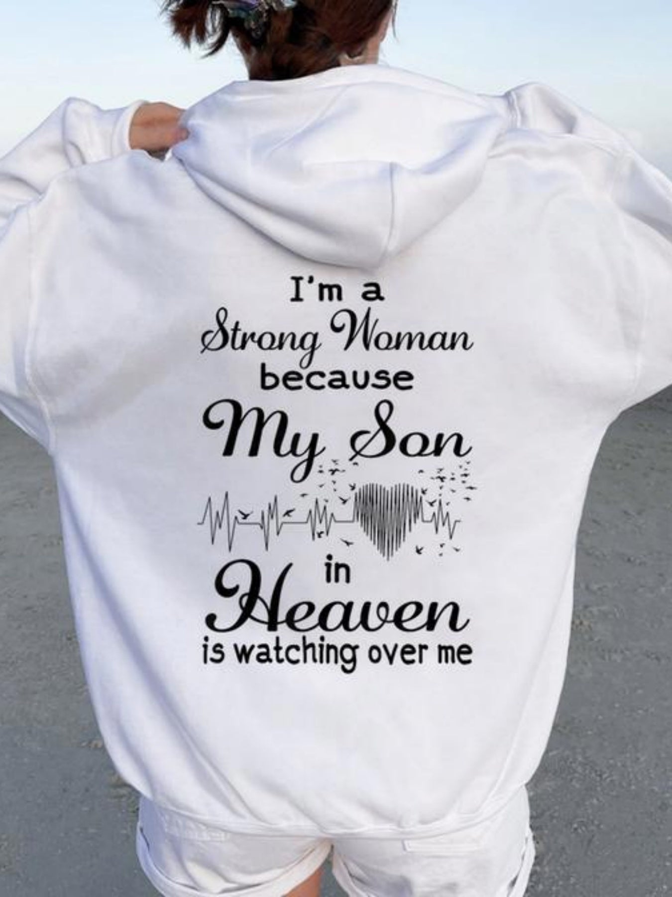 Women's Relaxed Graphic Pullover Hoodie – White Graphic Design 37477 – White option – main product image