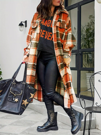 Women's Relaxed Plaid Button-Front Shacket – main product image