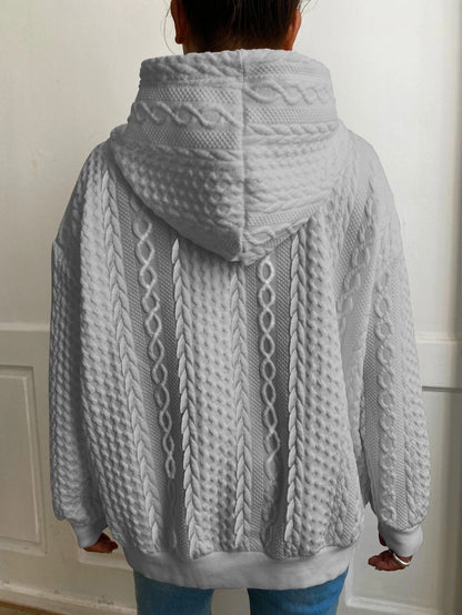Women's Relaxed Pullover Hoodie – White / Black detail view