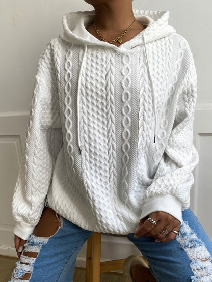 Women's Relaxed Pullover Hoodie – White / Black detail view