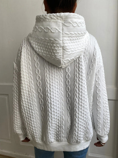 Women's Relaxed Pullover Hoodie – White / Black detail view