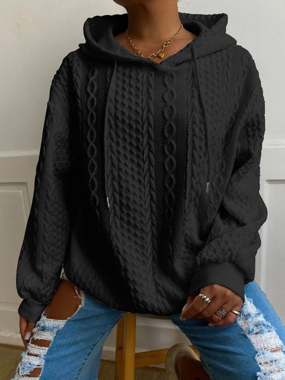 Women's Relaxed Pullover Hoodie – White / Black detail view