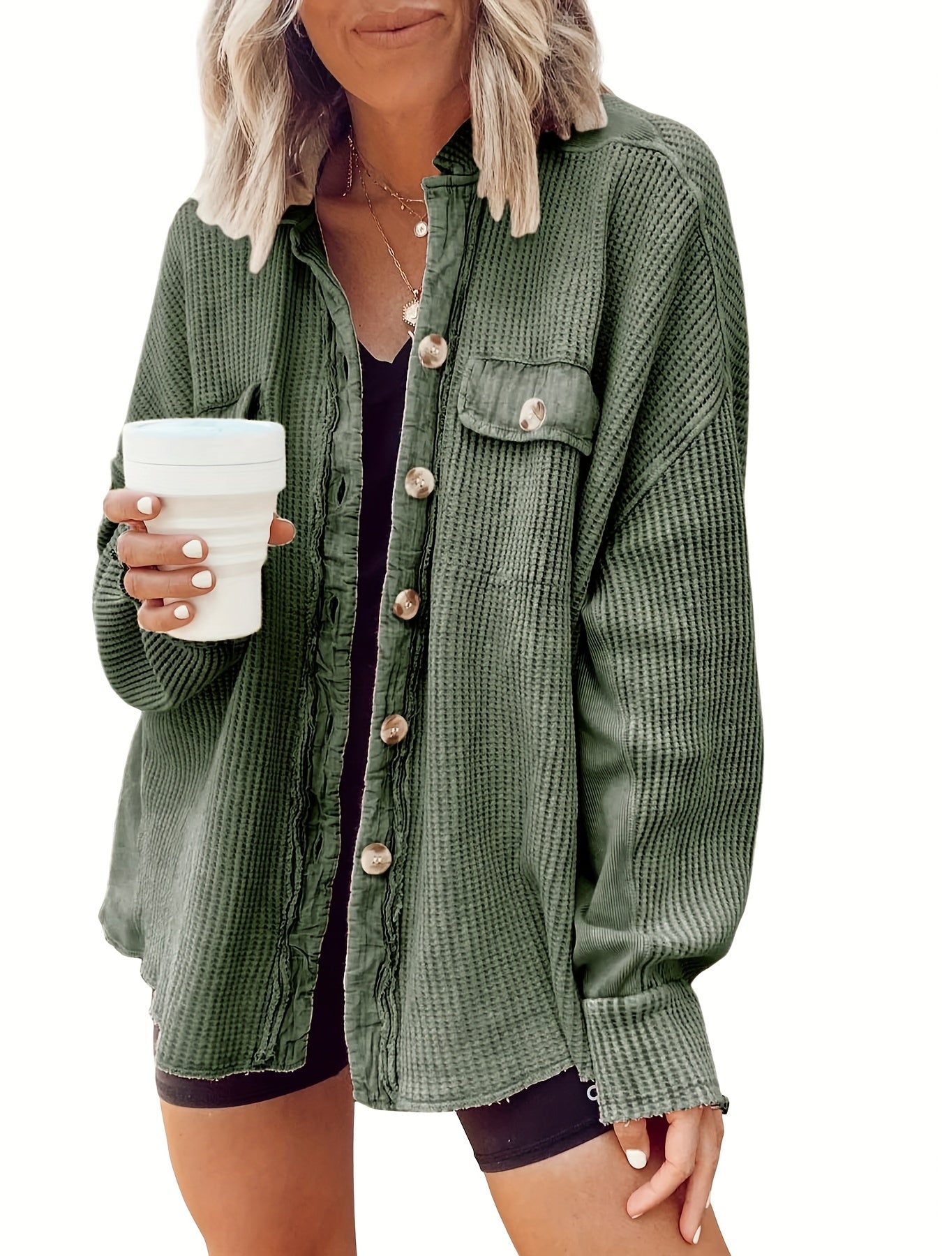 Women's Relaxed Single-Breasted Coat – Brown option – main product image