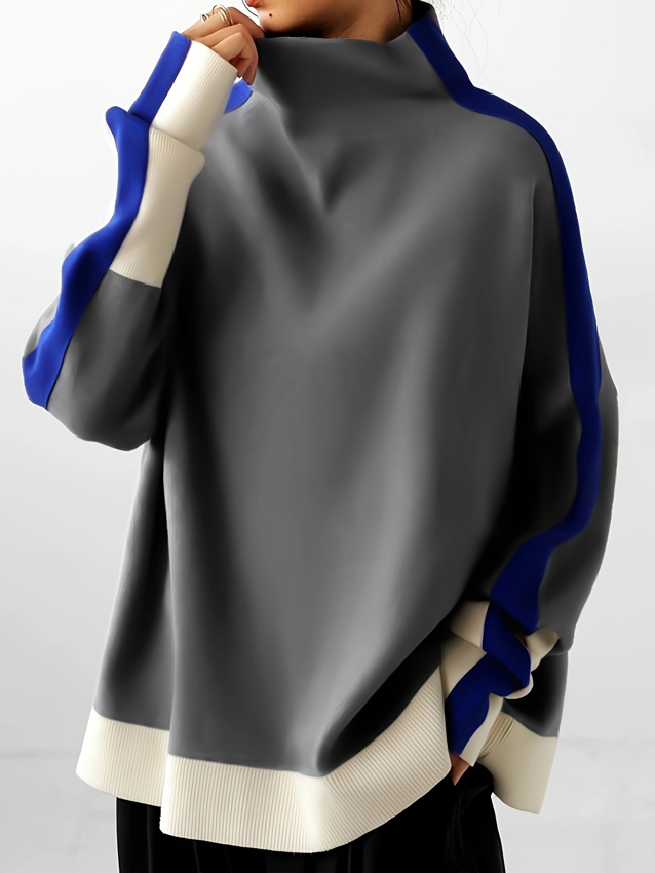 Women's Relaxed Striped Pullover Hoodie detail view