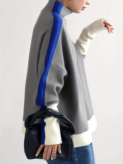 Women's Relaxed Striped Pullover Hoodie detail view