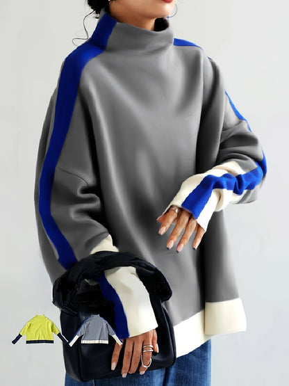 Women's Relaxed Striped Pullover Hoodie detail view