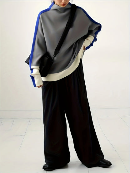 Women's Relaxed Striped Pullover Hoodie detail view