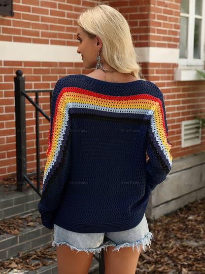 Women's Relaxed Striped Pullover Sweater detail view