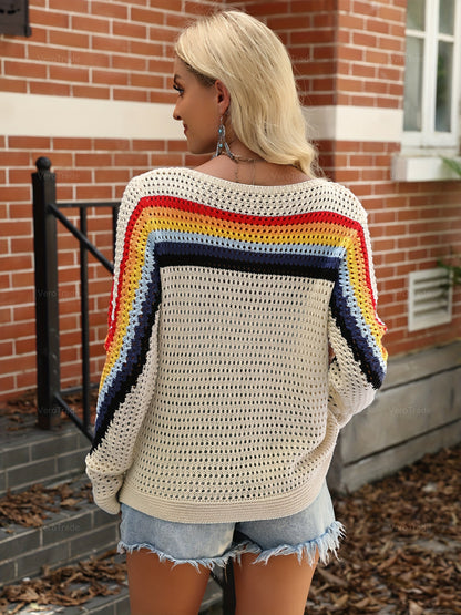 Women's Relaxed Striped Pullover Sweater detail view