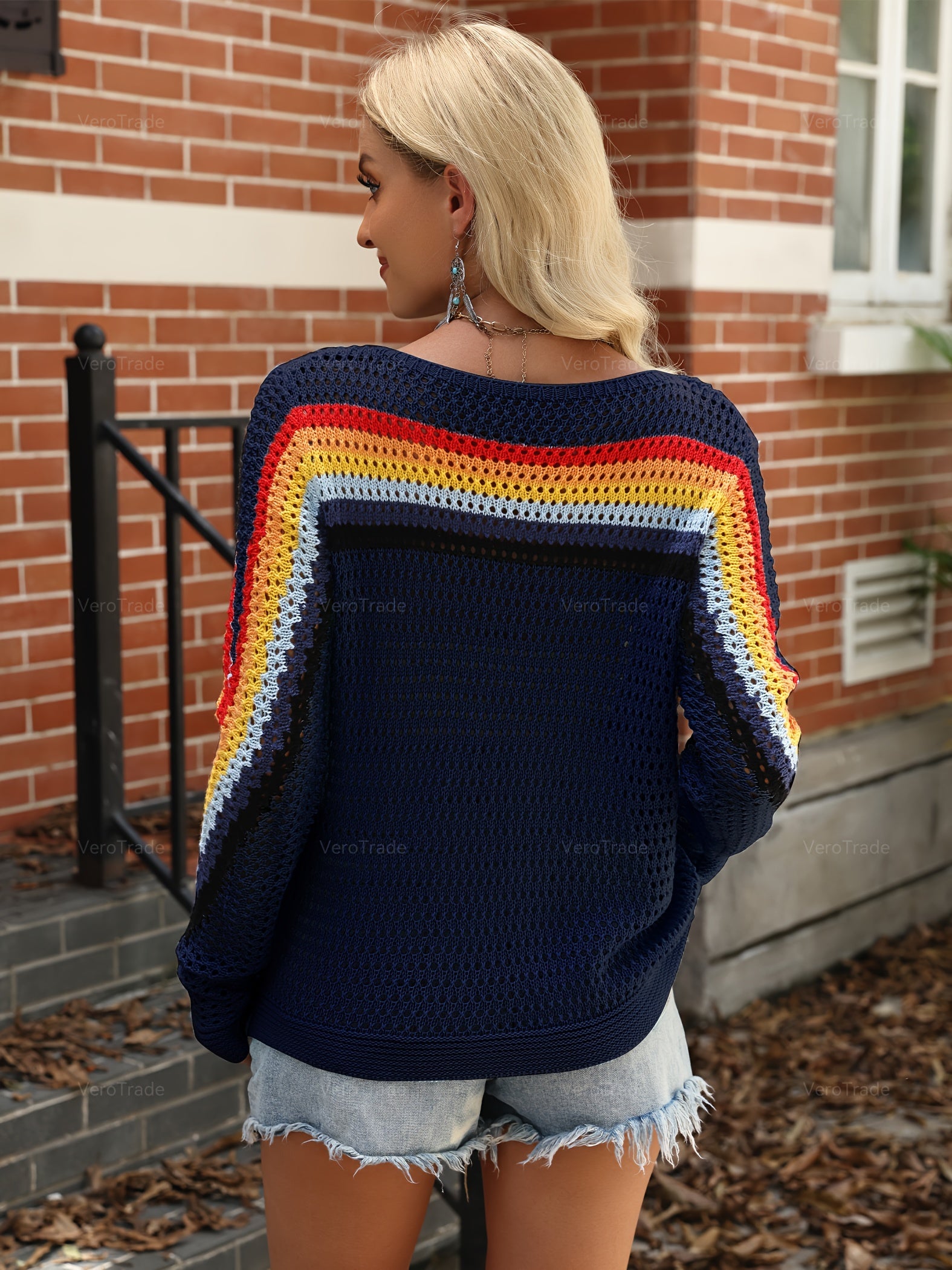 Women's Relaxed Striped Pullover Sweater detail view