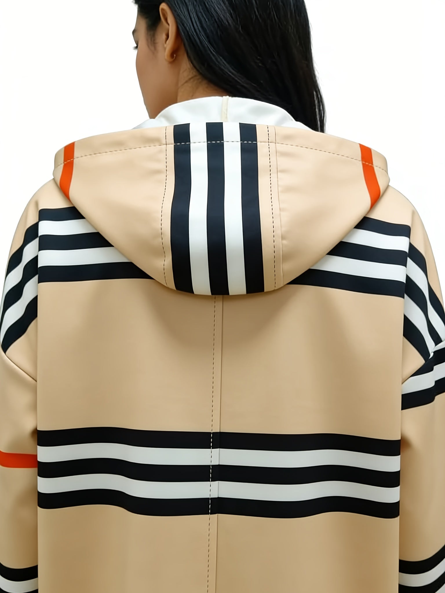 Women's Relaxed Striped Zip-Up Coat detail view