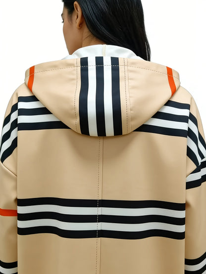 Women's Relaxed Striped Zip-Up Coat detail view