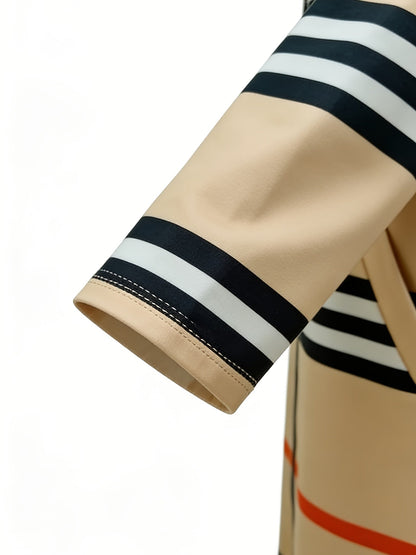 Women's Relaxed Striped Zip-Up Coat detail view