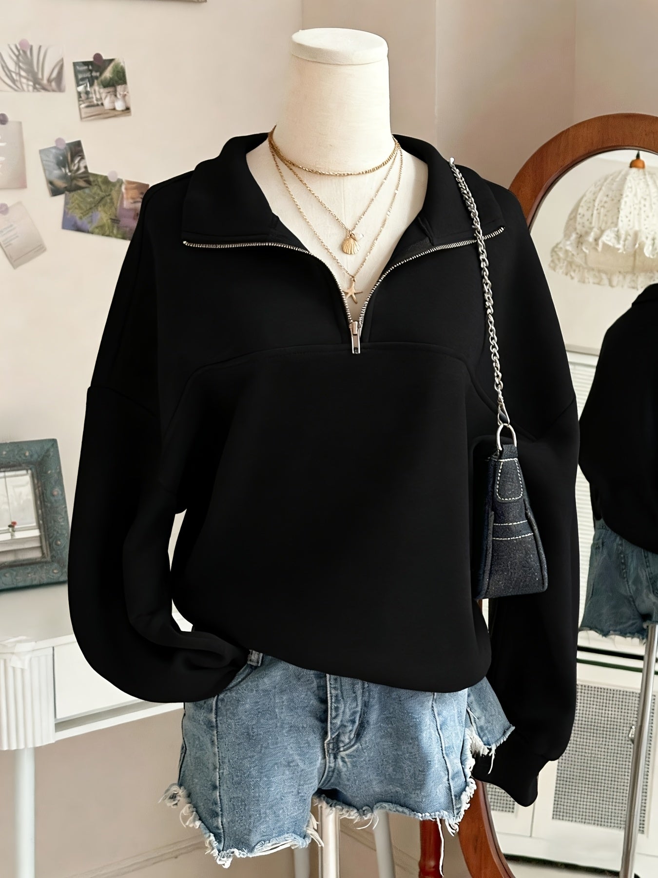 Women's Relaxed Zip-Up Hoodie detail view