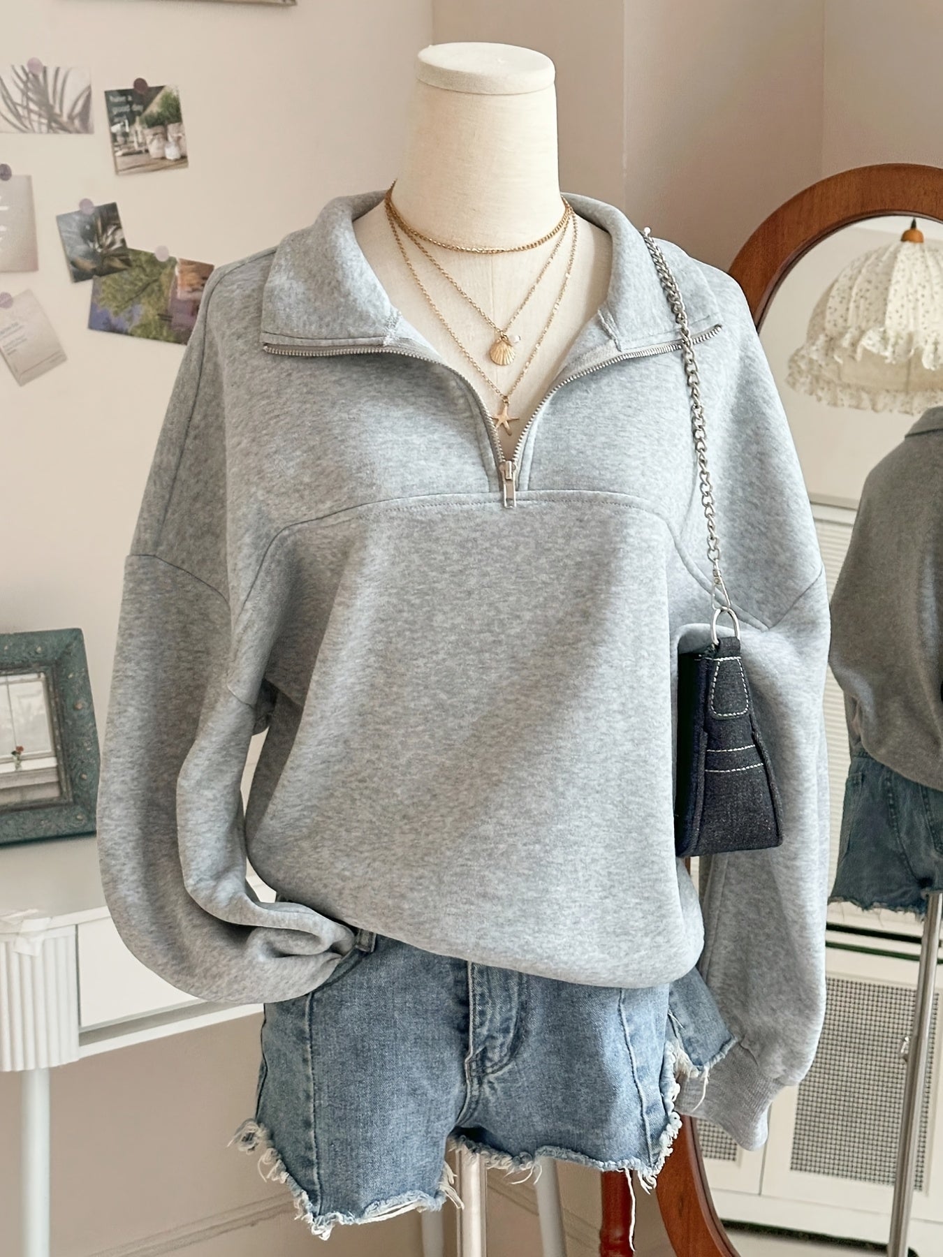 Women's Relaxed Zip-Up Hoodie detail view