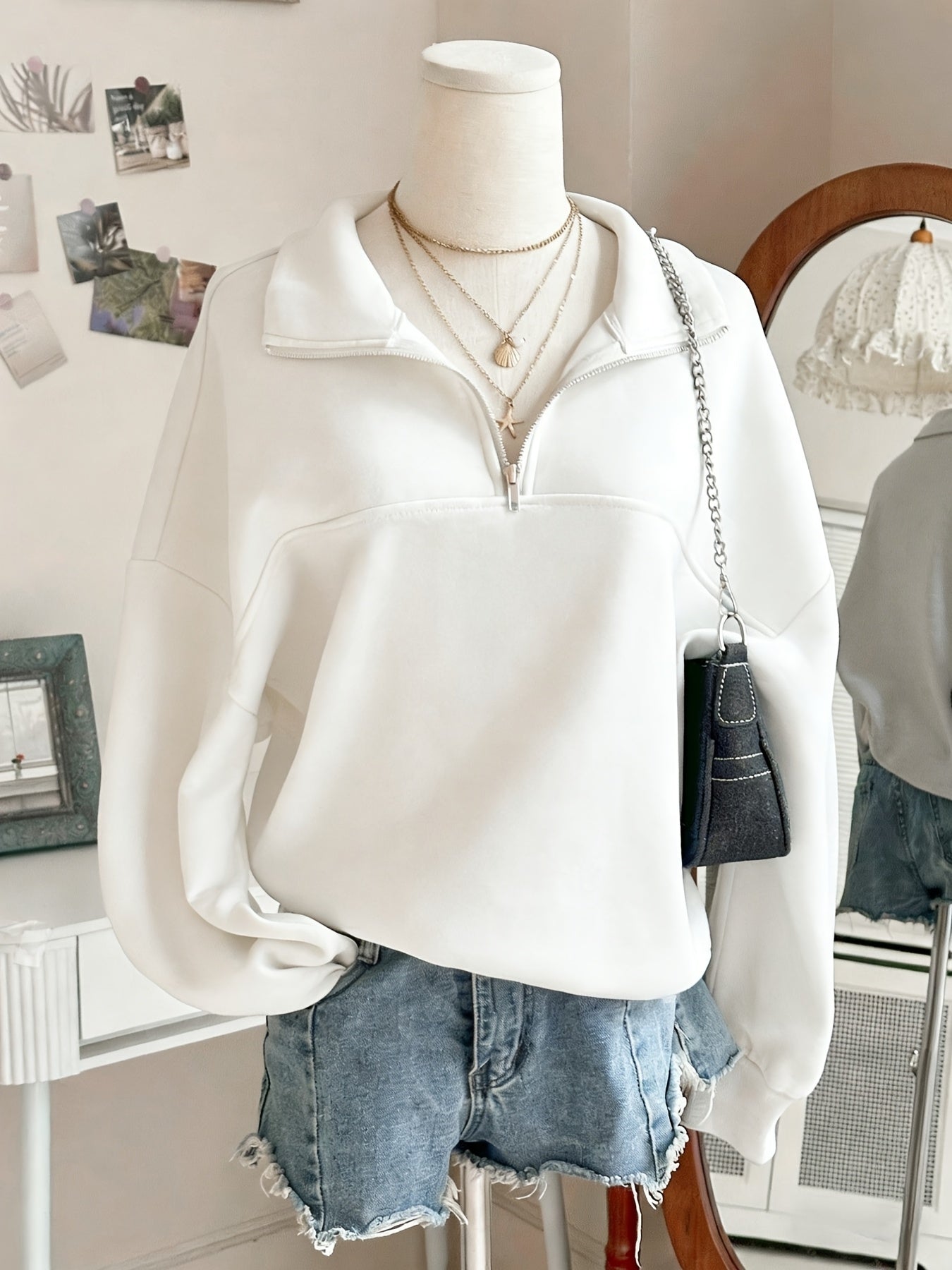 Women's Relaxed Zip-Up Hoodie detail view