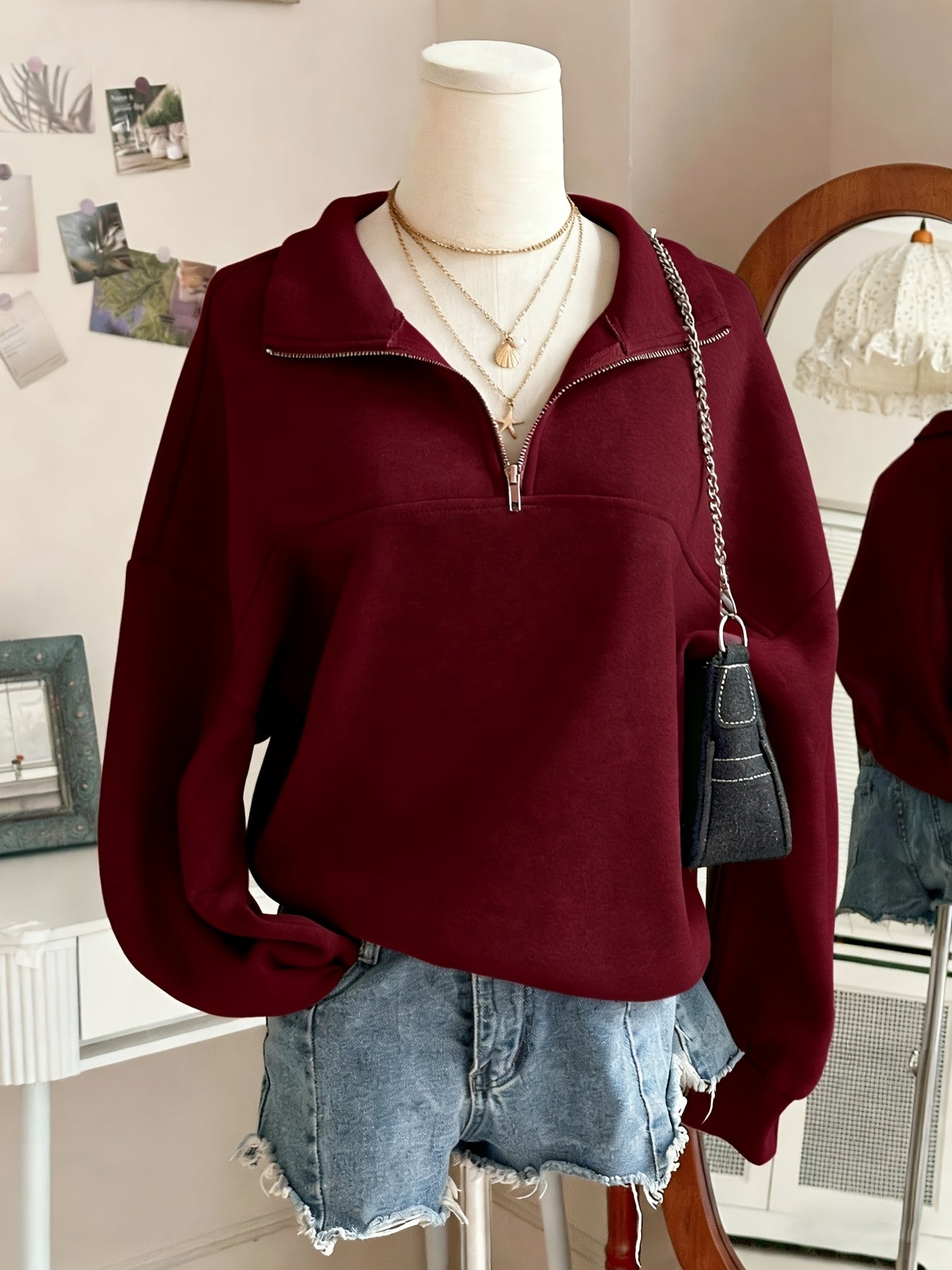 Women's Relaxed Zip-Up Hoodie – Green option – view 5