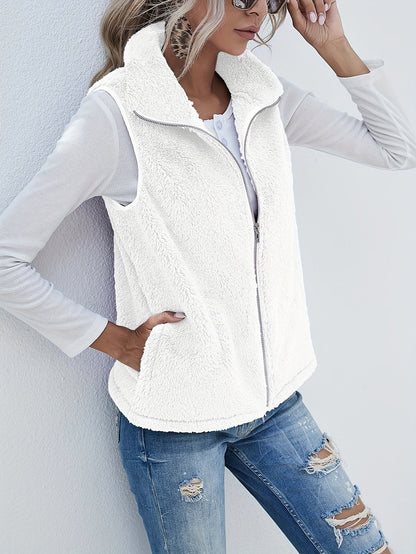 Women's Reversible Fleece Vest - Sleeveless Zip Front Pockets – Gray option – view 6
