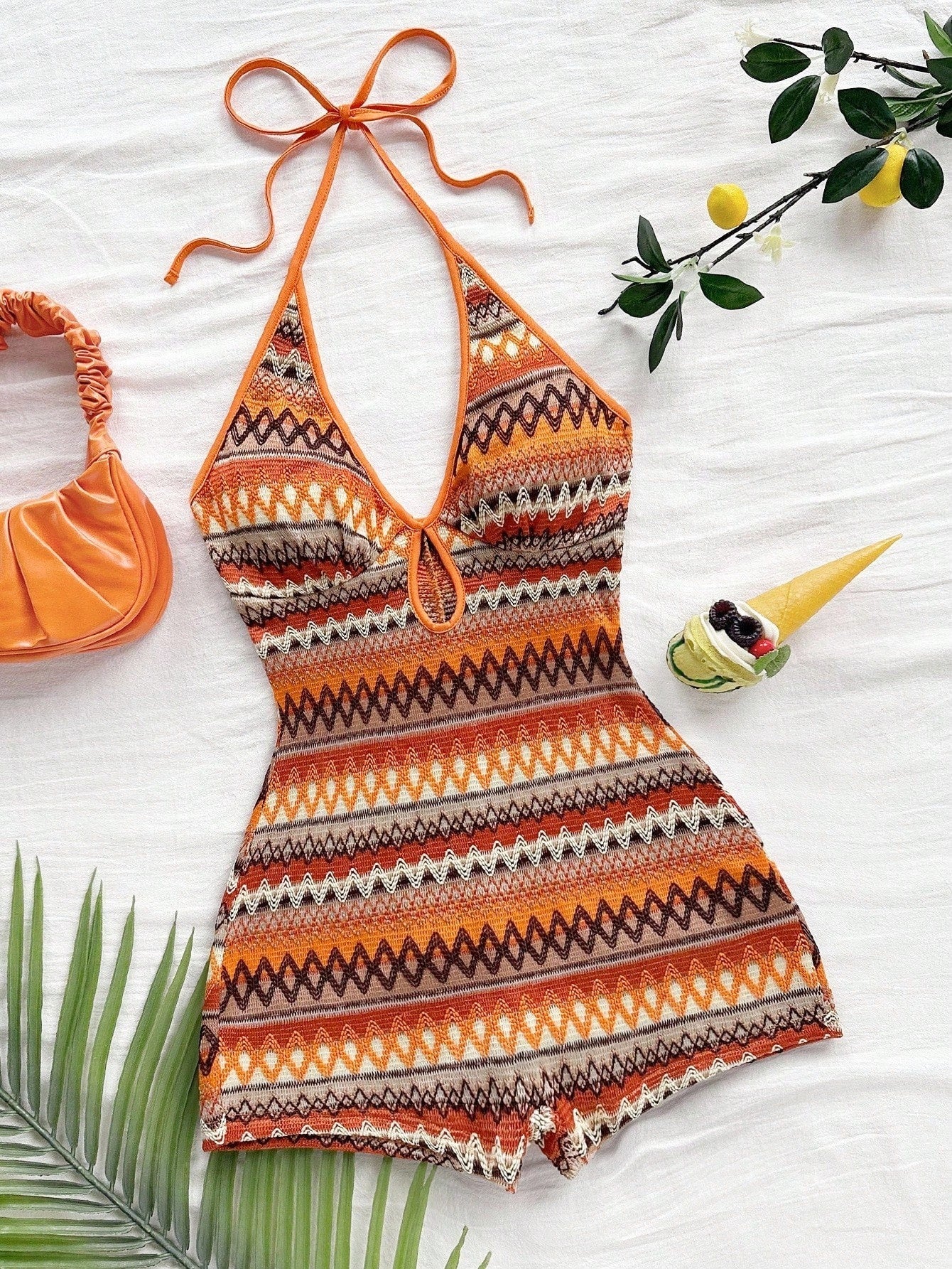 Women's Romper - Statement Print Halter Neck – main product image