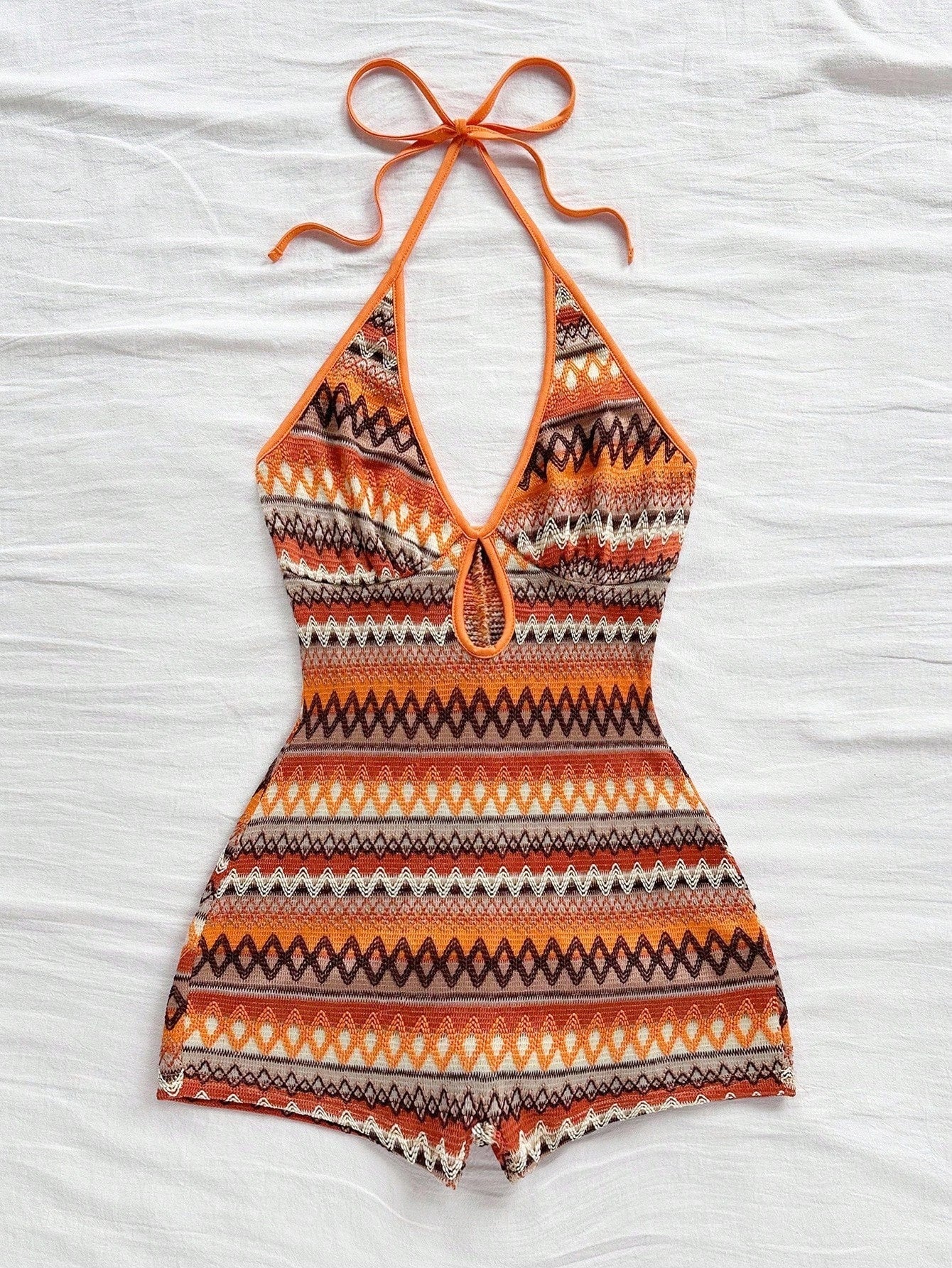 Women's Romper - Statement Print Halter Neck detail view
