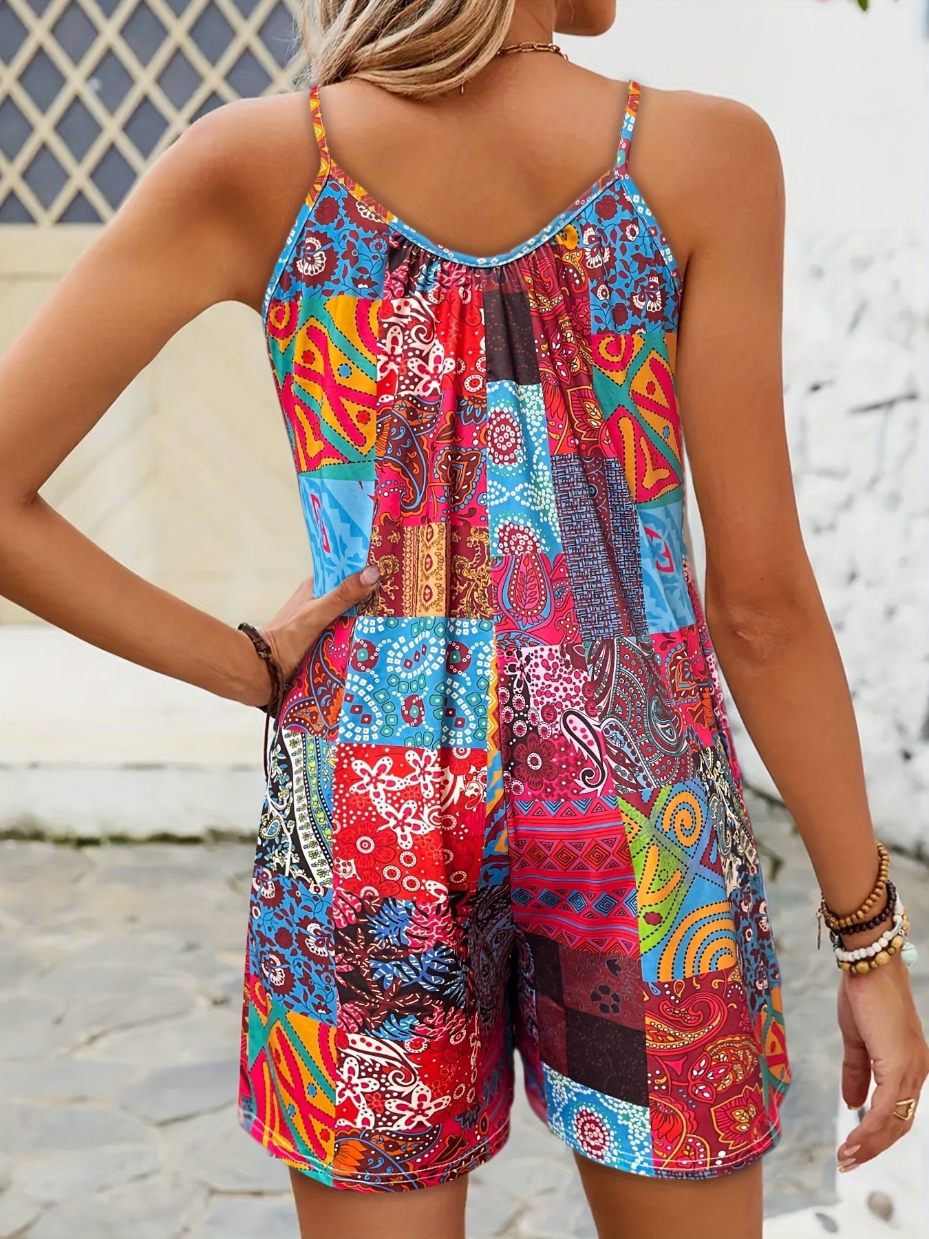 Women's Romper - Statement Print Off-Shoulder detail view