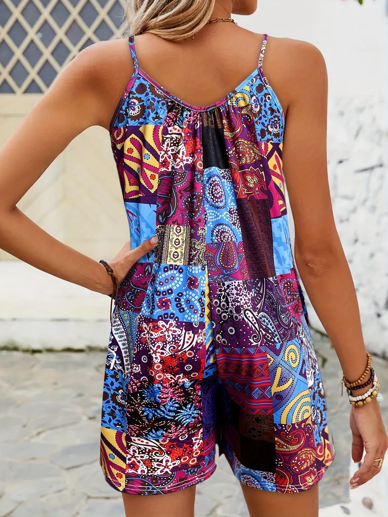 Women's Romper - Statement Print Off-Shoulder detail view