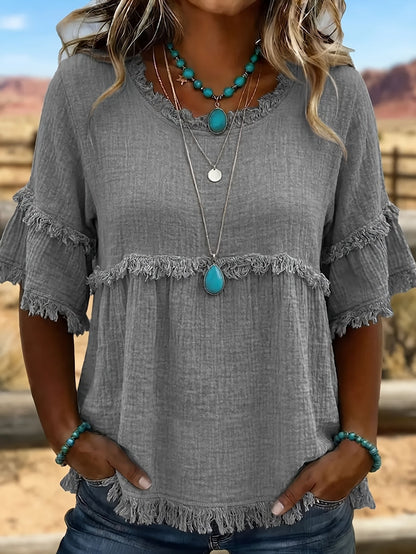 Women's Royal Blue Knit Short-Sleeve Blouse – Blue option – view 6