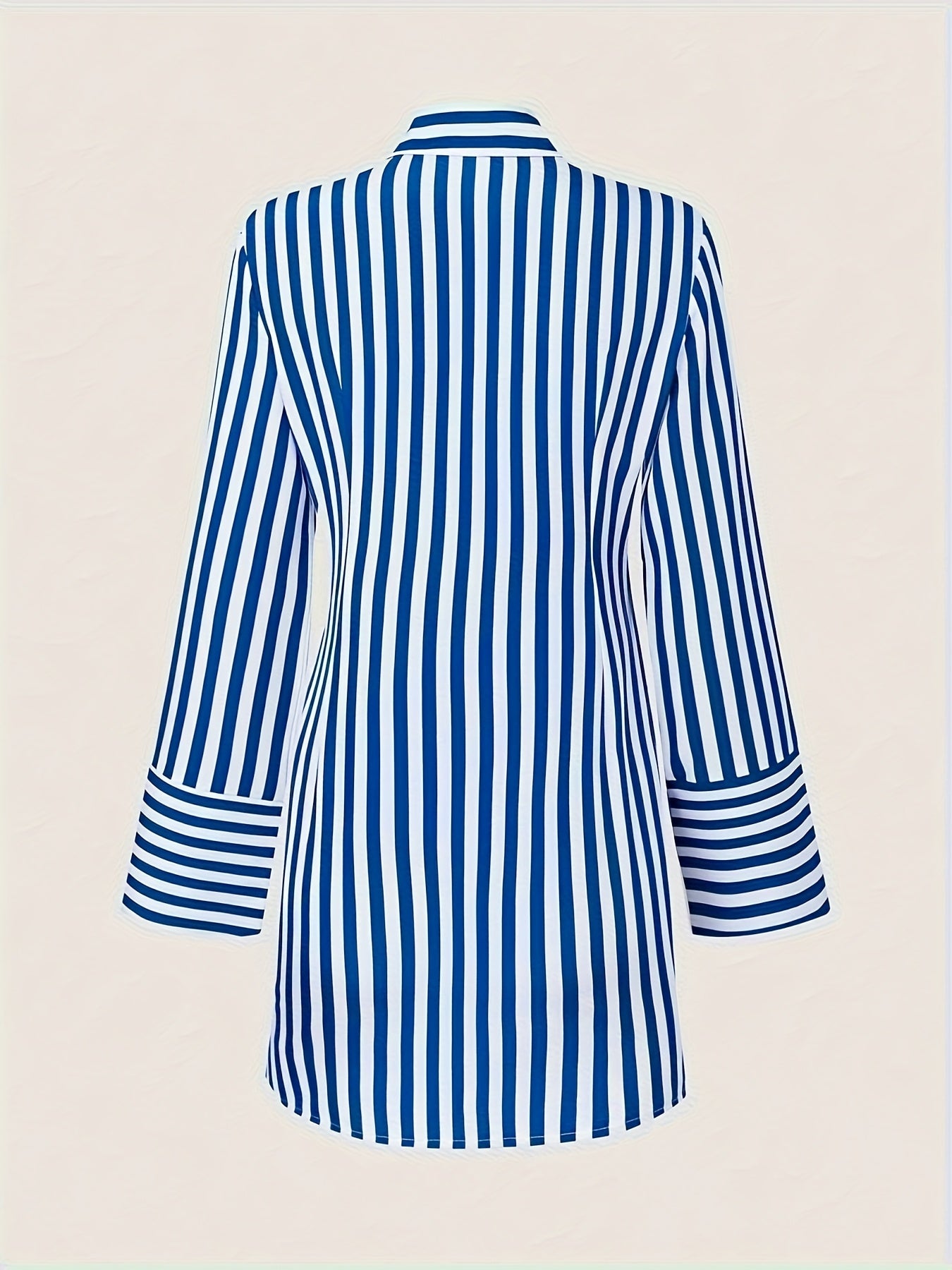 Women's Royal Blue Striped Shirt Dress - Pocket detail view